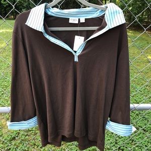 NWT Cato brown and blue collared shirt